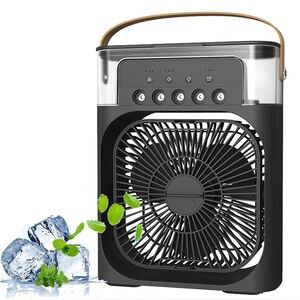 NEW Air Cooling Desk Fan Conditioner / Humidifier - Black 3 Wind & Spray Modes
